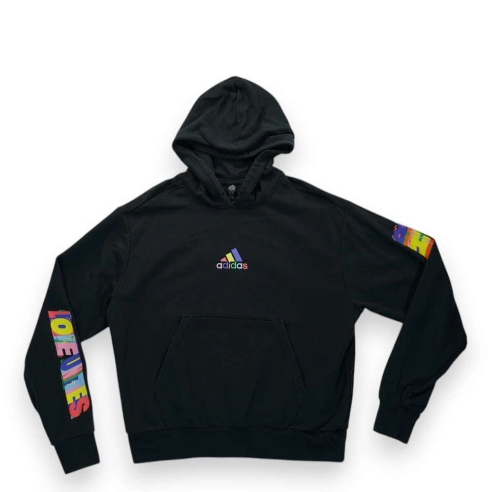 Adidas Pride Hoodie Men's Black Embroidered Logo Long Sleeve Size XL
